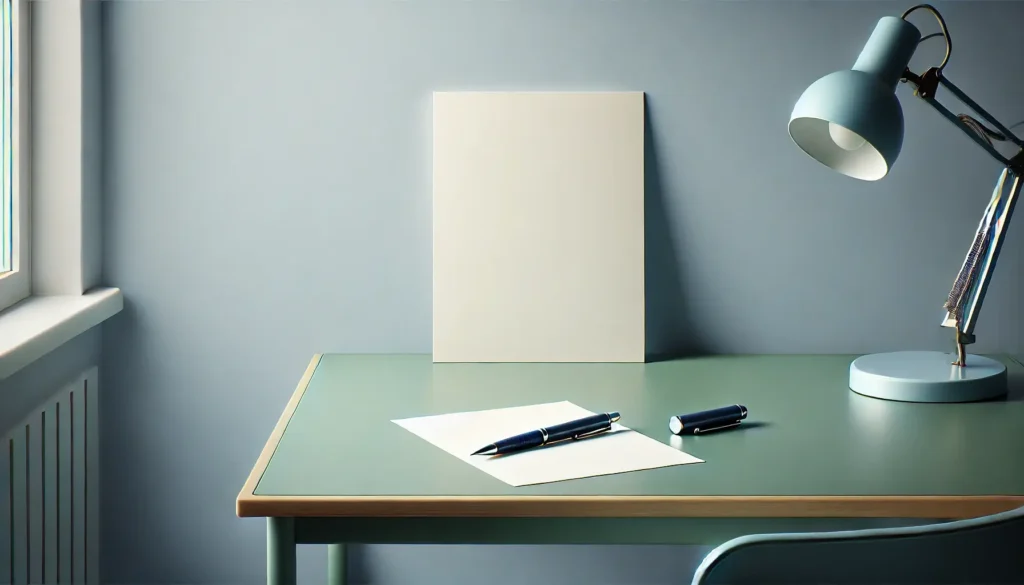 A blank personal statement or cover letter on a desk