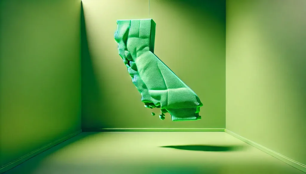 Shape of California floating in a room