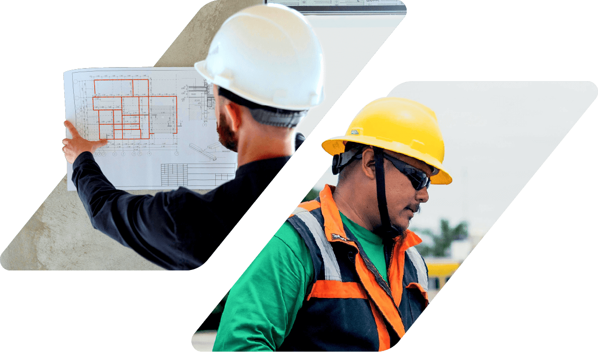 Construction professionals at work