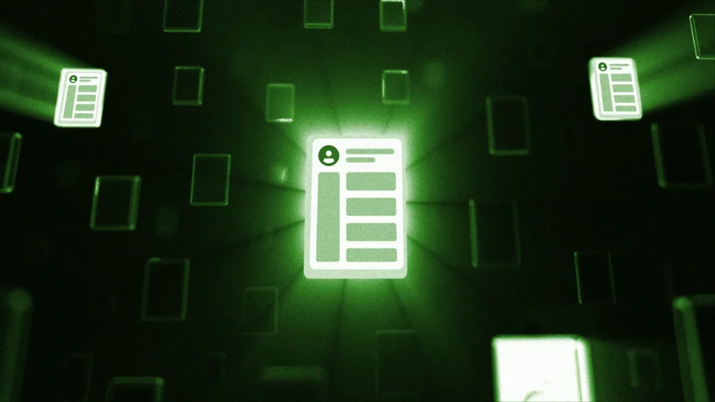 Resumes floating in a database, representing "Should you opt out of ai resume screening?"
