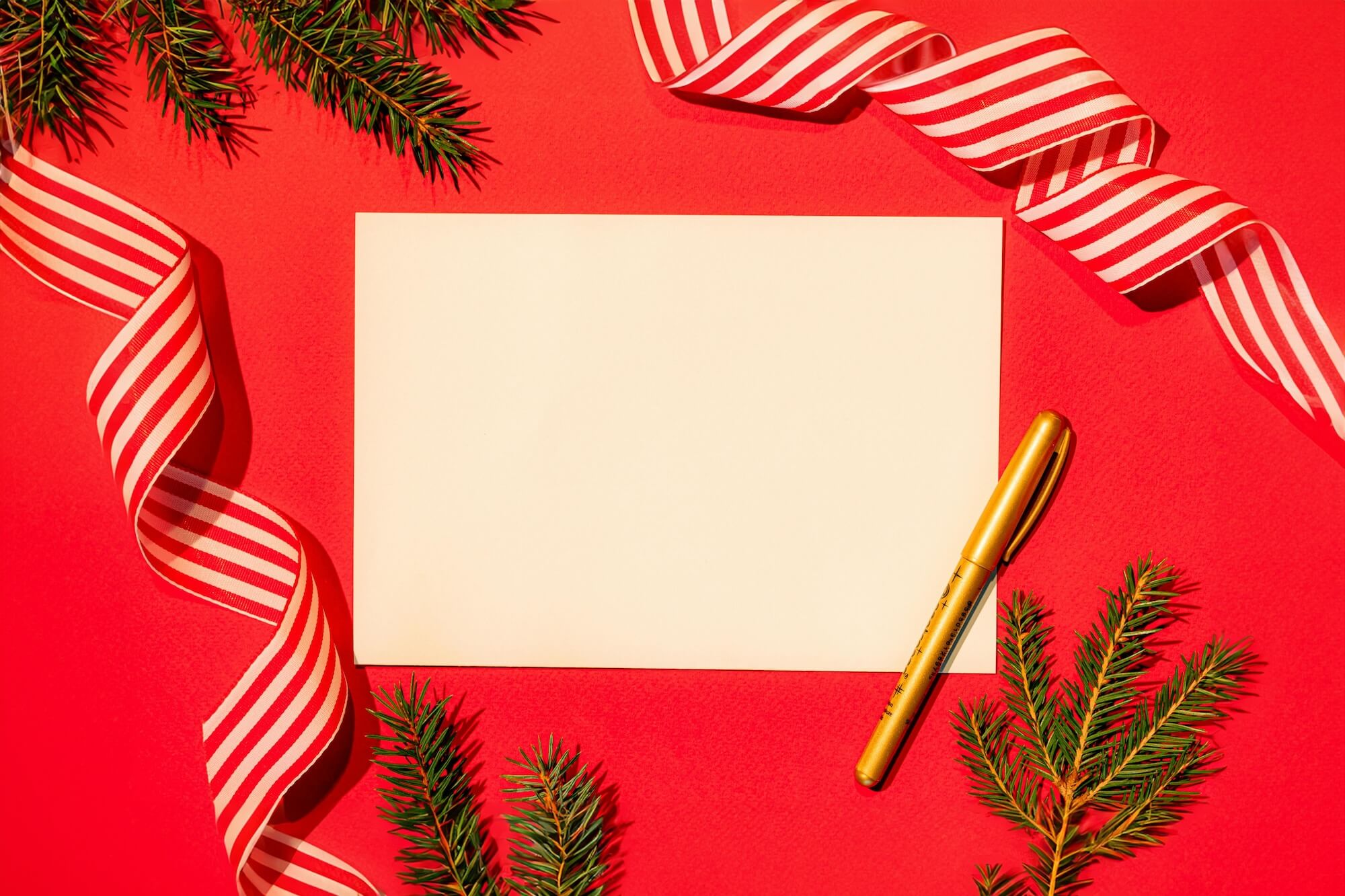 A blank Christmas card representing meaningful Christmas messages to employees.