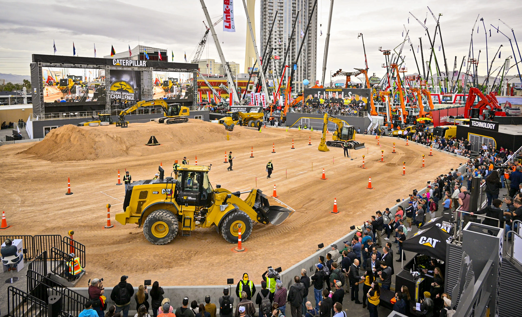 An image of Caterpillar's Global Operator Challenge from CONEXPO 2023, representing the construction conferences in 2026
